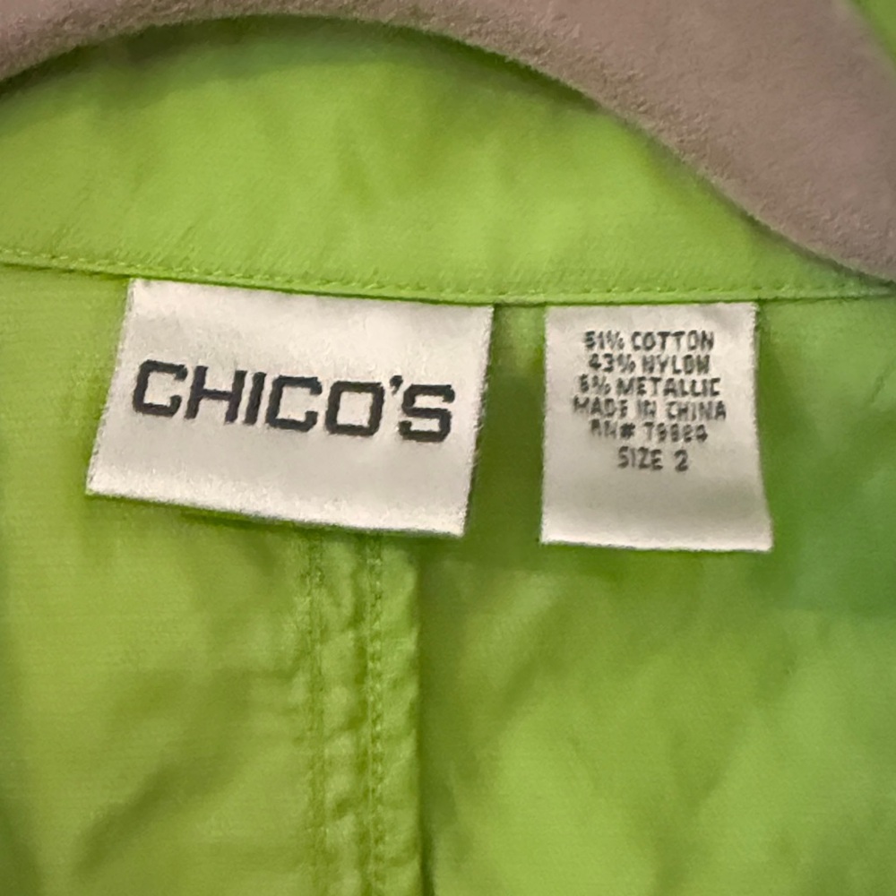 Chico's Bright Green Button-Front Utility Jacket M/L - Picture 2 of 7